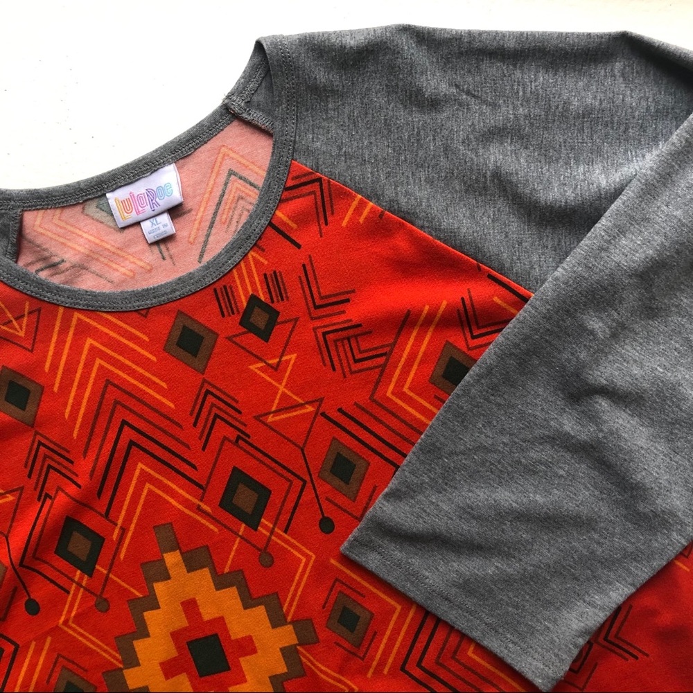 Orange Tribal Print Baseball Tee